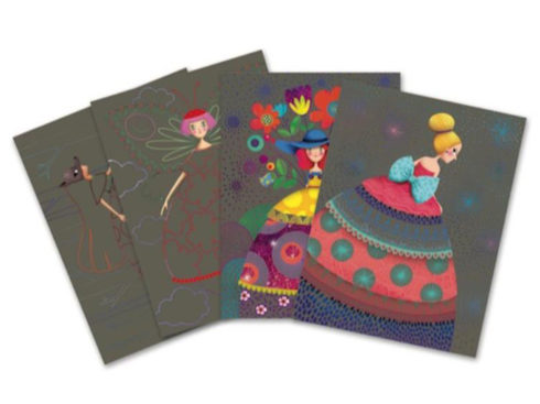 carte da grattare principessa , lavoretti creativi per bambini, djeco 09725