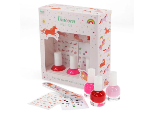 Set smalti e accessori per unghie unicorno per bambini a base d'acqua