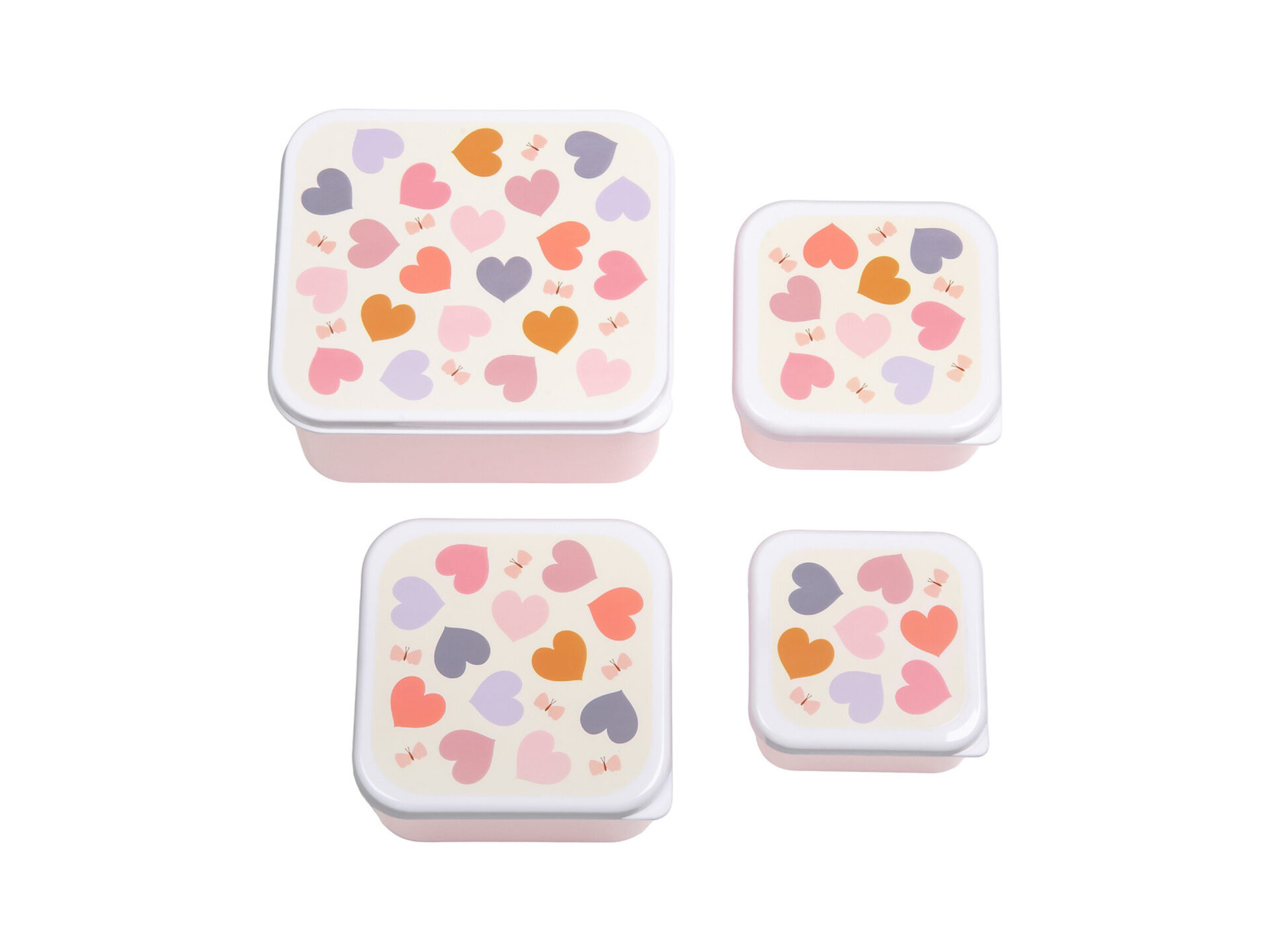 Set 4 Contenitori Porta Pranzo e Porta Merenda cuori