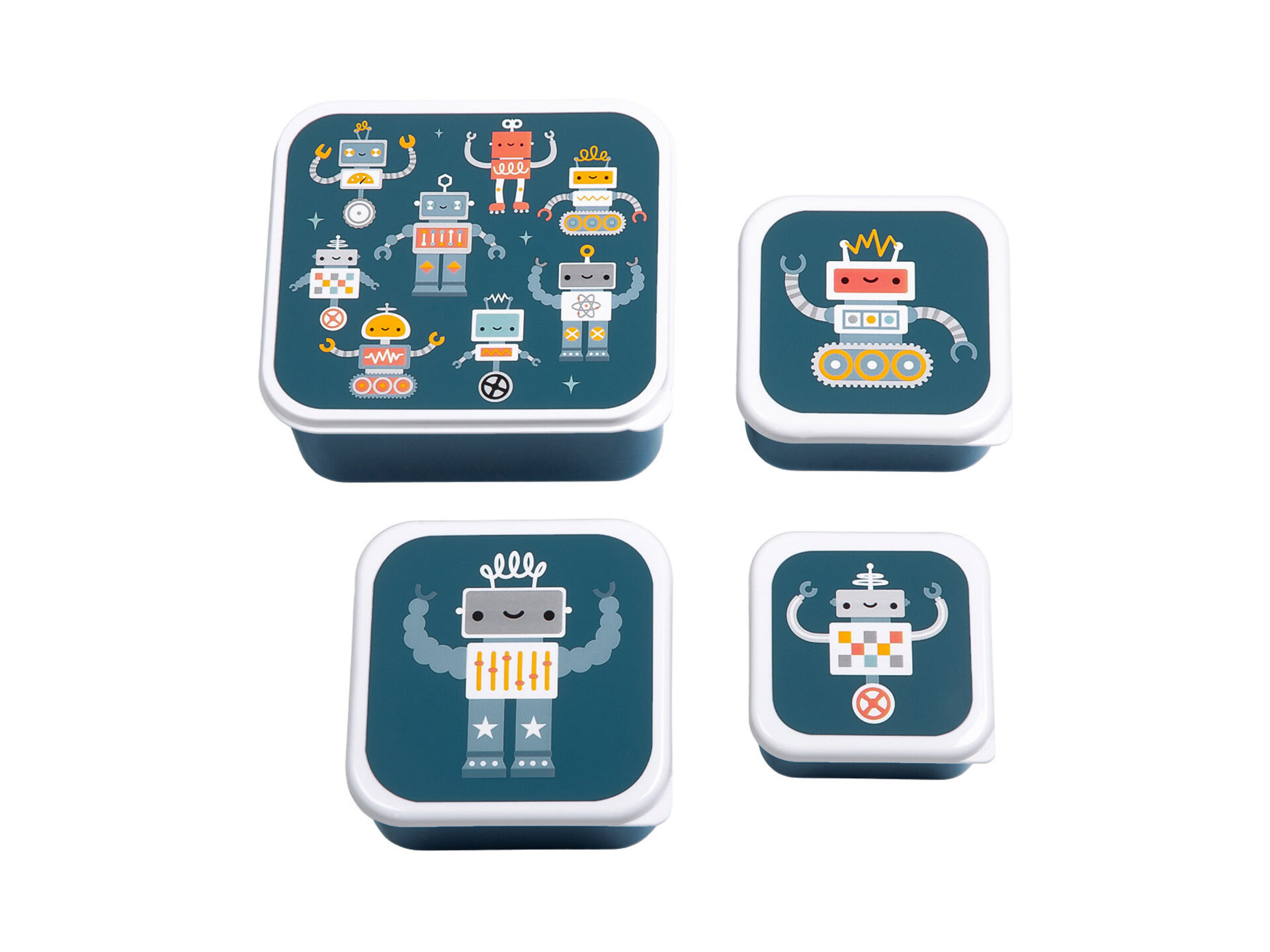 Set 4 Contenitori Porta Pranzo e Porta Merenda robot
