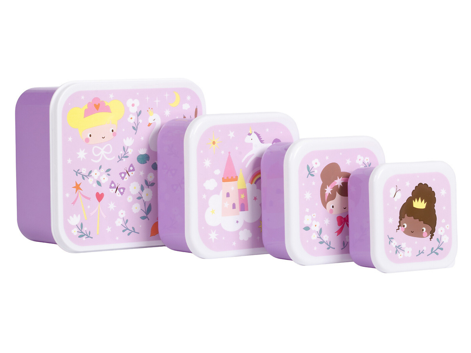 Set 4 Contenitori Porta Pranzo e Porta Merenda principesse - immagine 2