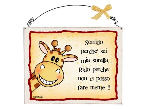 targhetta con frasi spiritose per le sorelle, placca persanalizzata, targa con nome ,targa in legno, targa artigianale personalizzabile, dettagli Cagliari,plate with witty phrases for sisters, persanalizzata plaque, name plaque, wooden plaque, plaque crafted customizable